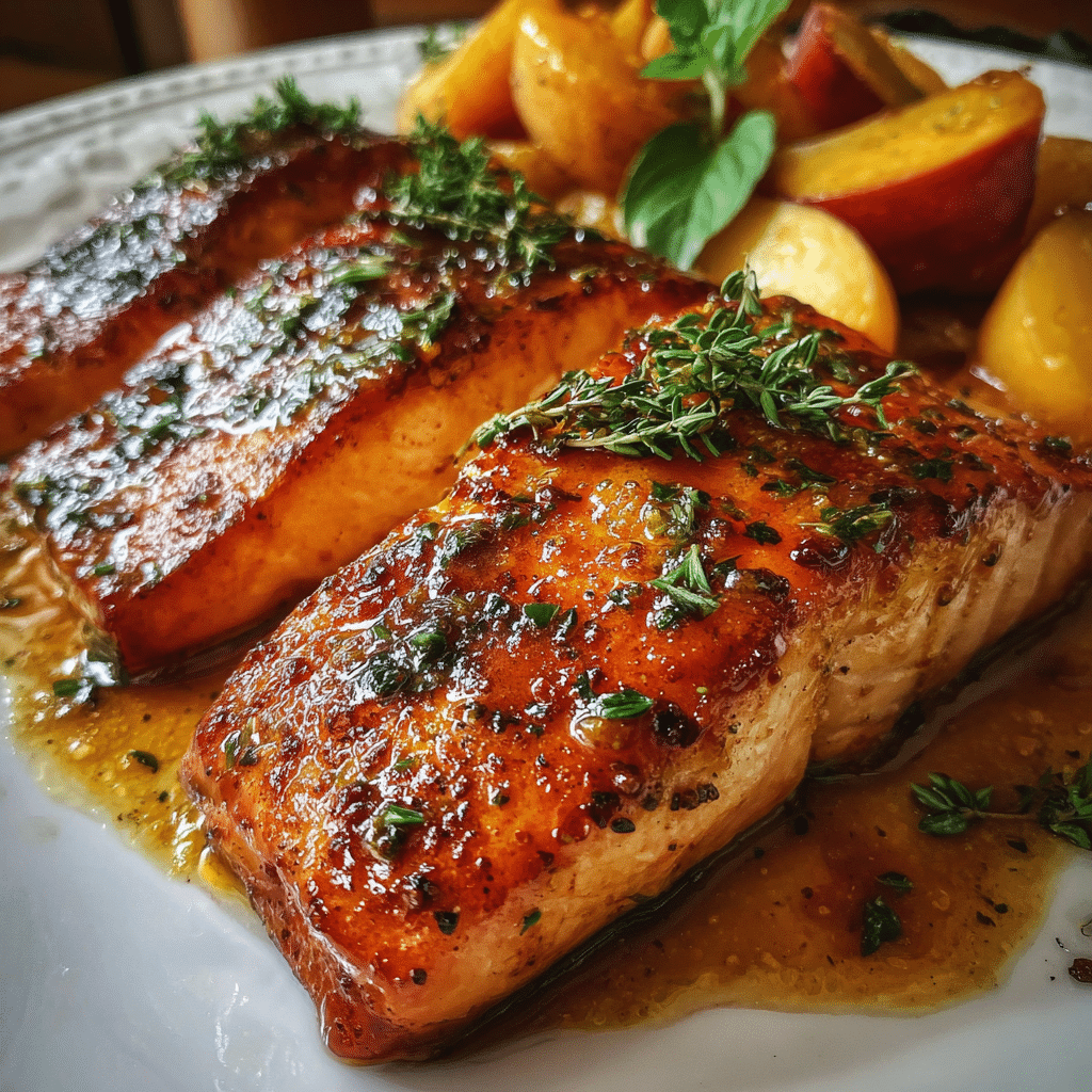 Bourbon Peach Roasted Salmon