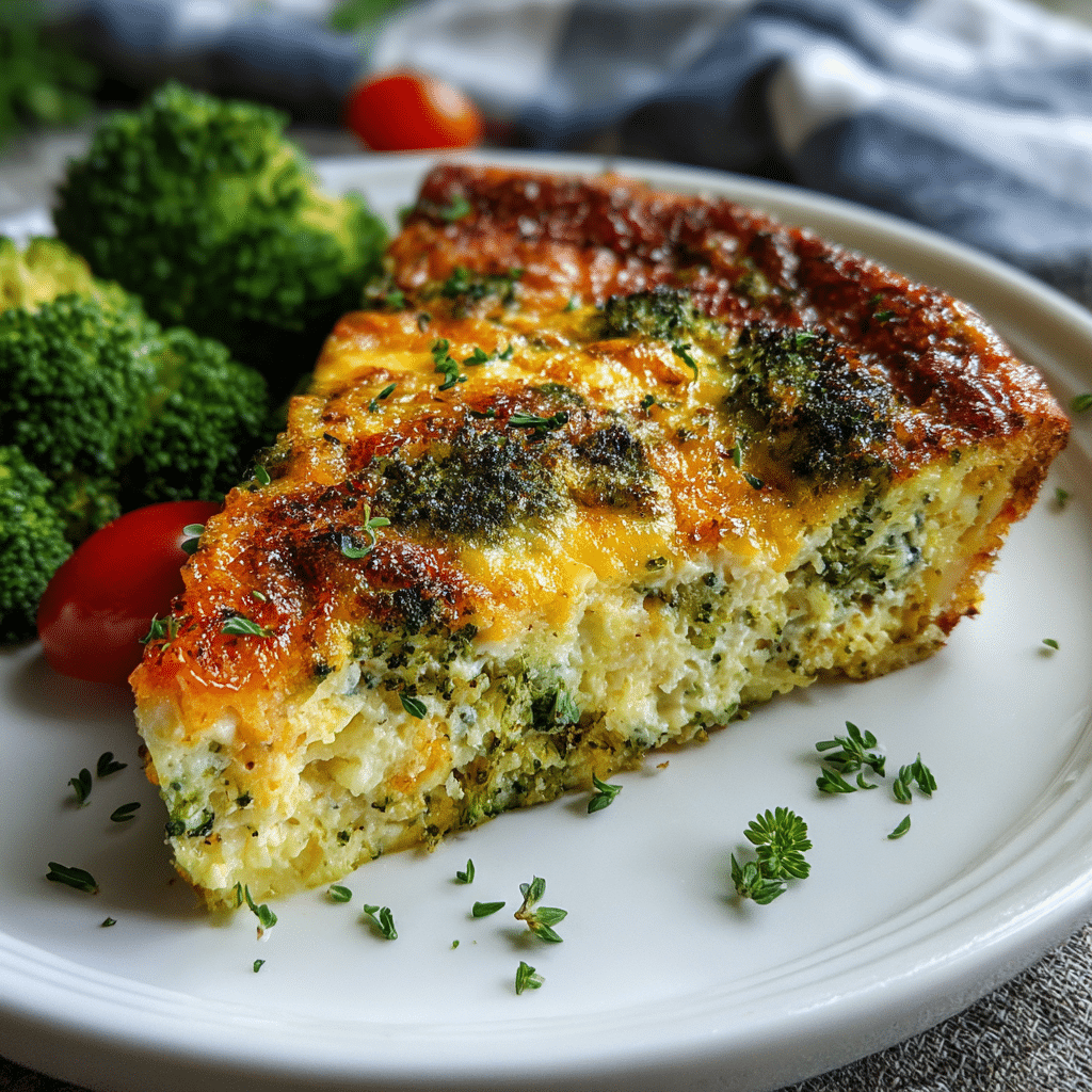 Broccoli Cheddar Crustless Cottage Cheese Quiche
