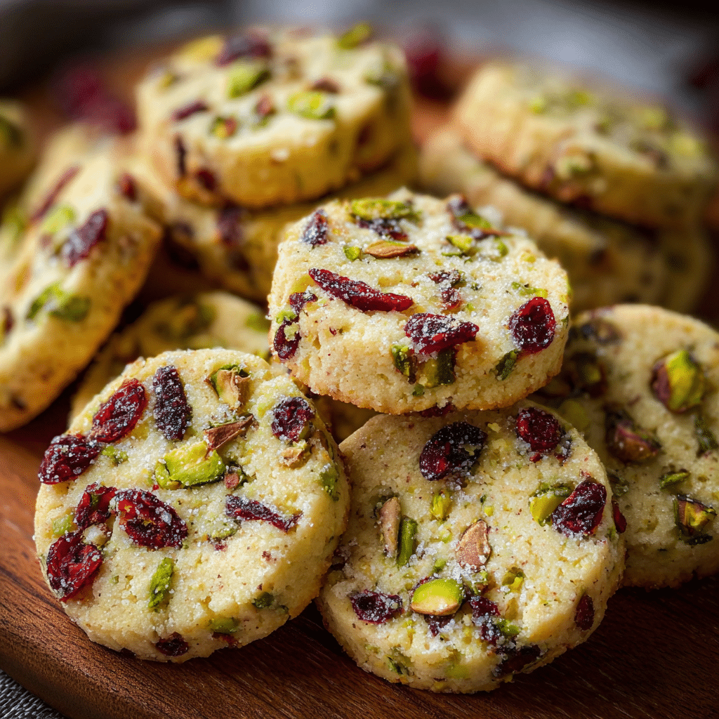 Cranberry Pistachio Shortbread Cookies
