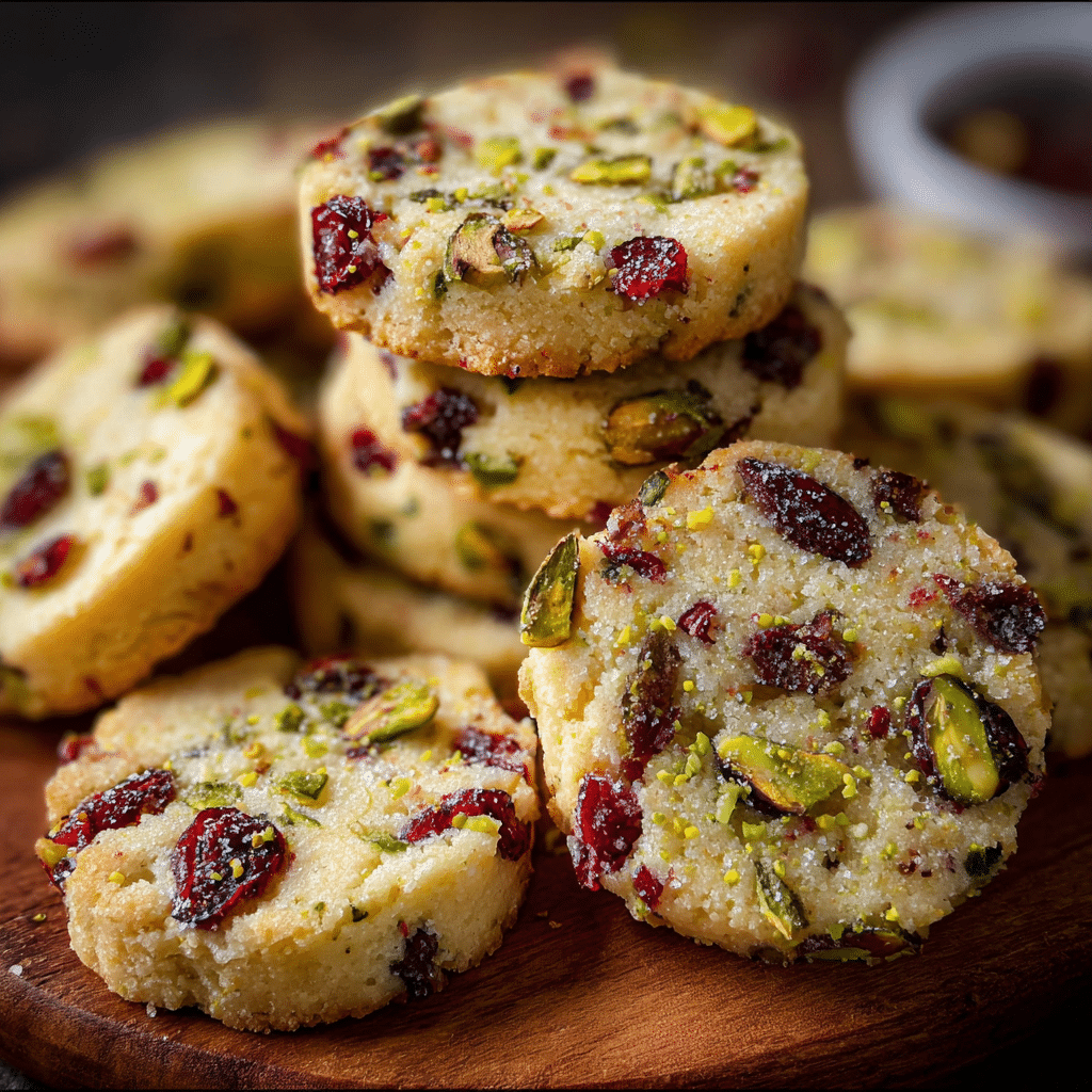 Cranberry Pistachio Shortbread Cookies
