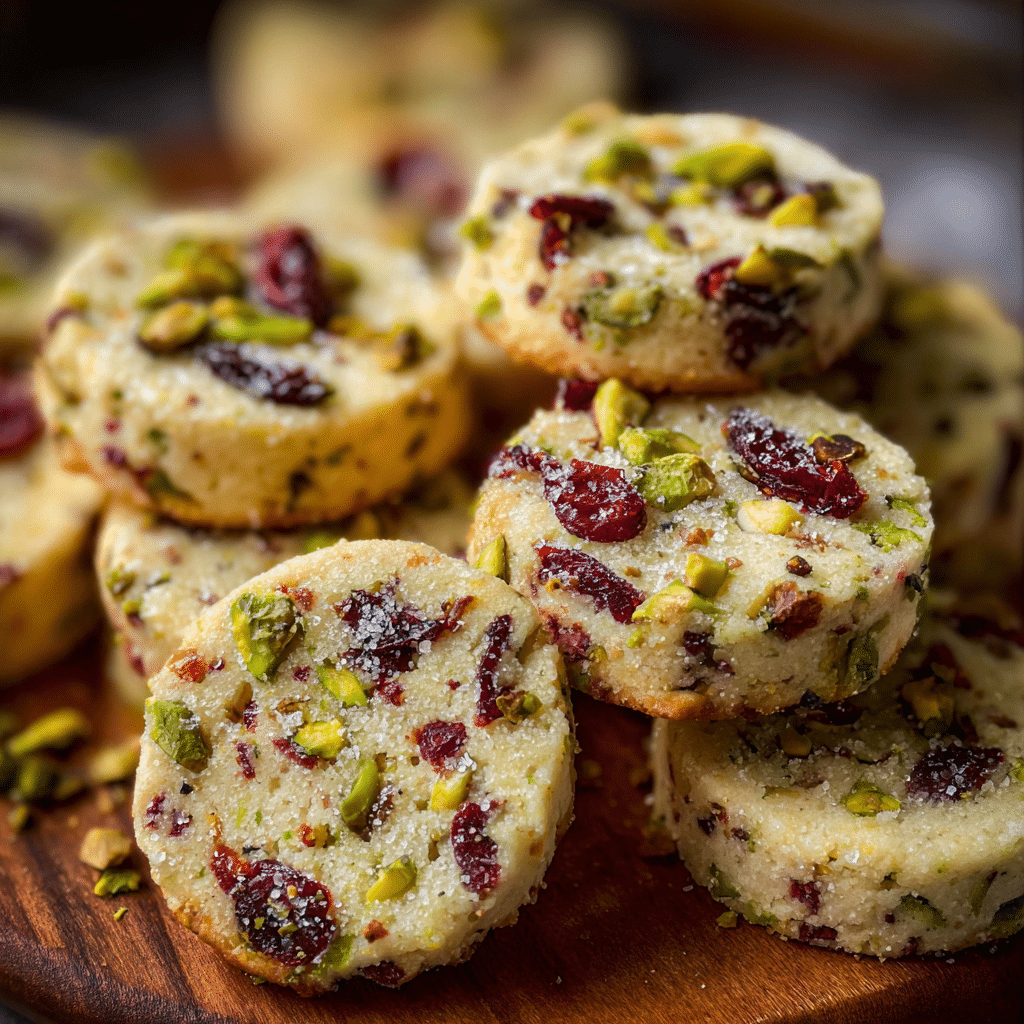 Cranberry Pistachio Shortbread Cookies
