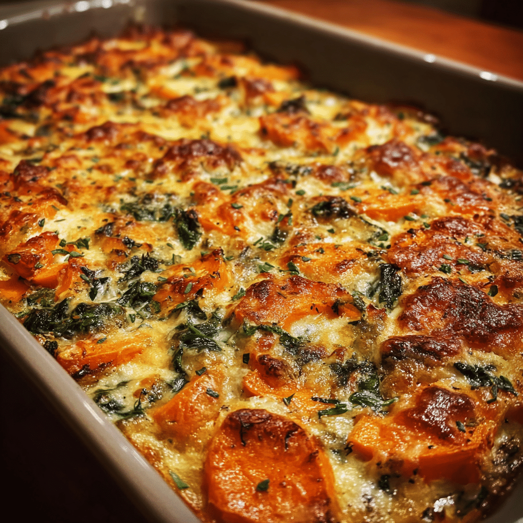 Creamy Sweet Potato & Spinach Casserole