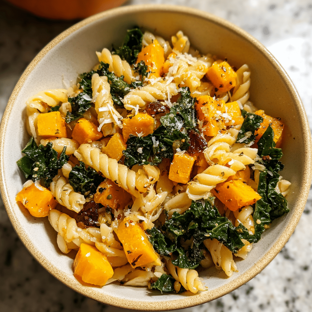 Fall Kale and Butternut Squash Pasta Salad