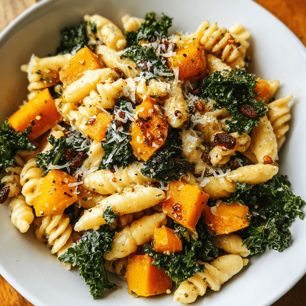 Fall Kale and Butternut Squash Pasta Salad