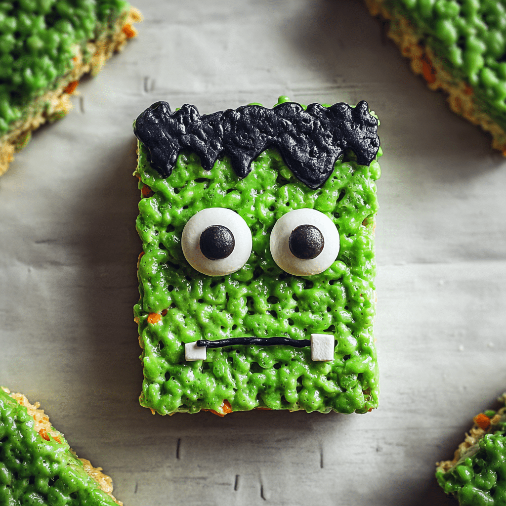 Frankenstein Rice Krispie Bars