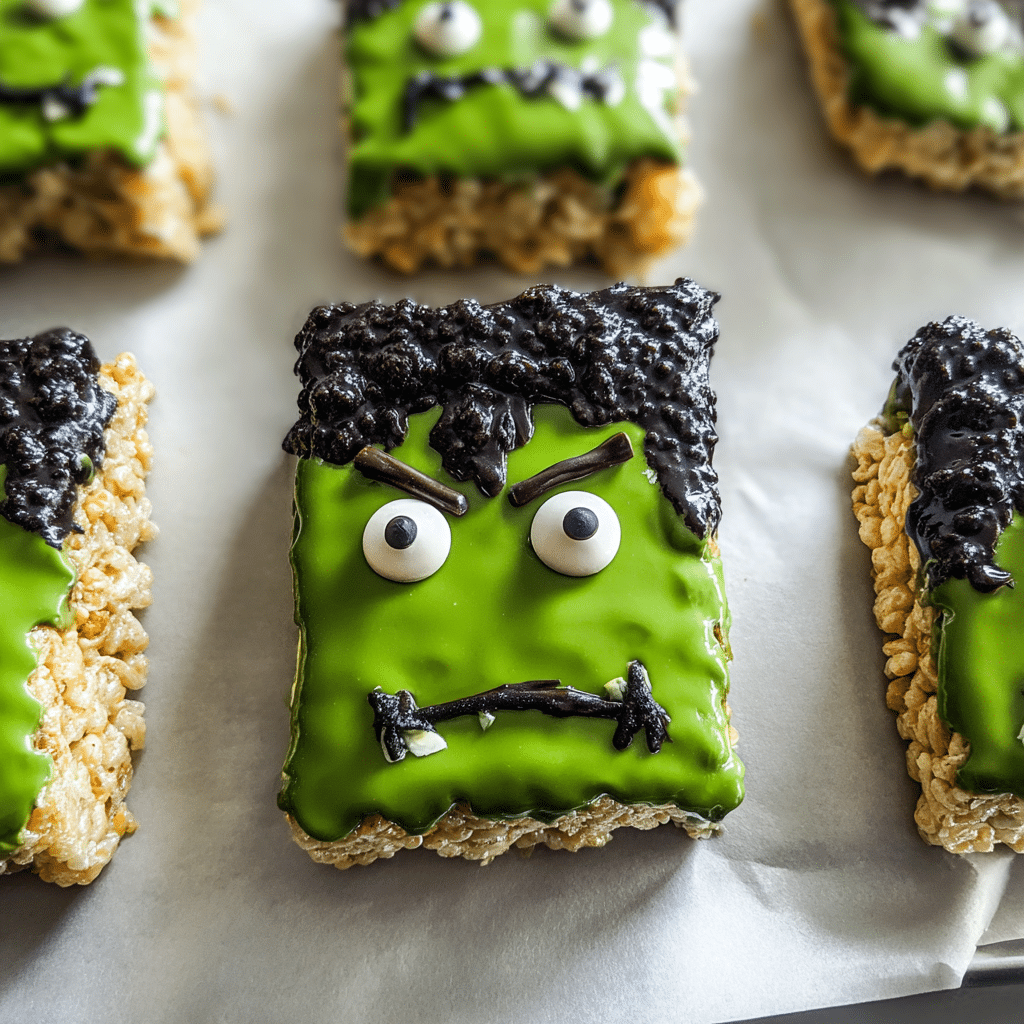 Frankenstein Rice Krispie Bars