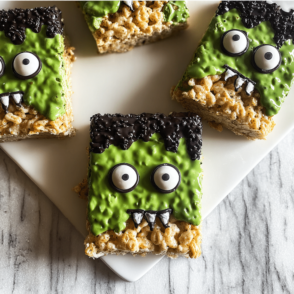 Frankenstein Rice Krispie Bars