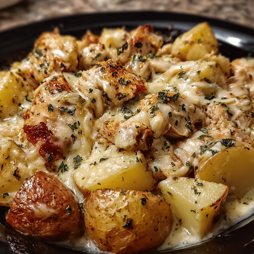 Garlic Parmesan Crockpot Chicken and Potatoes