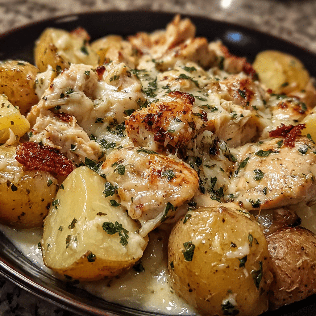 Garlic Parmesan Crockpot Chicken and Potatoes