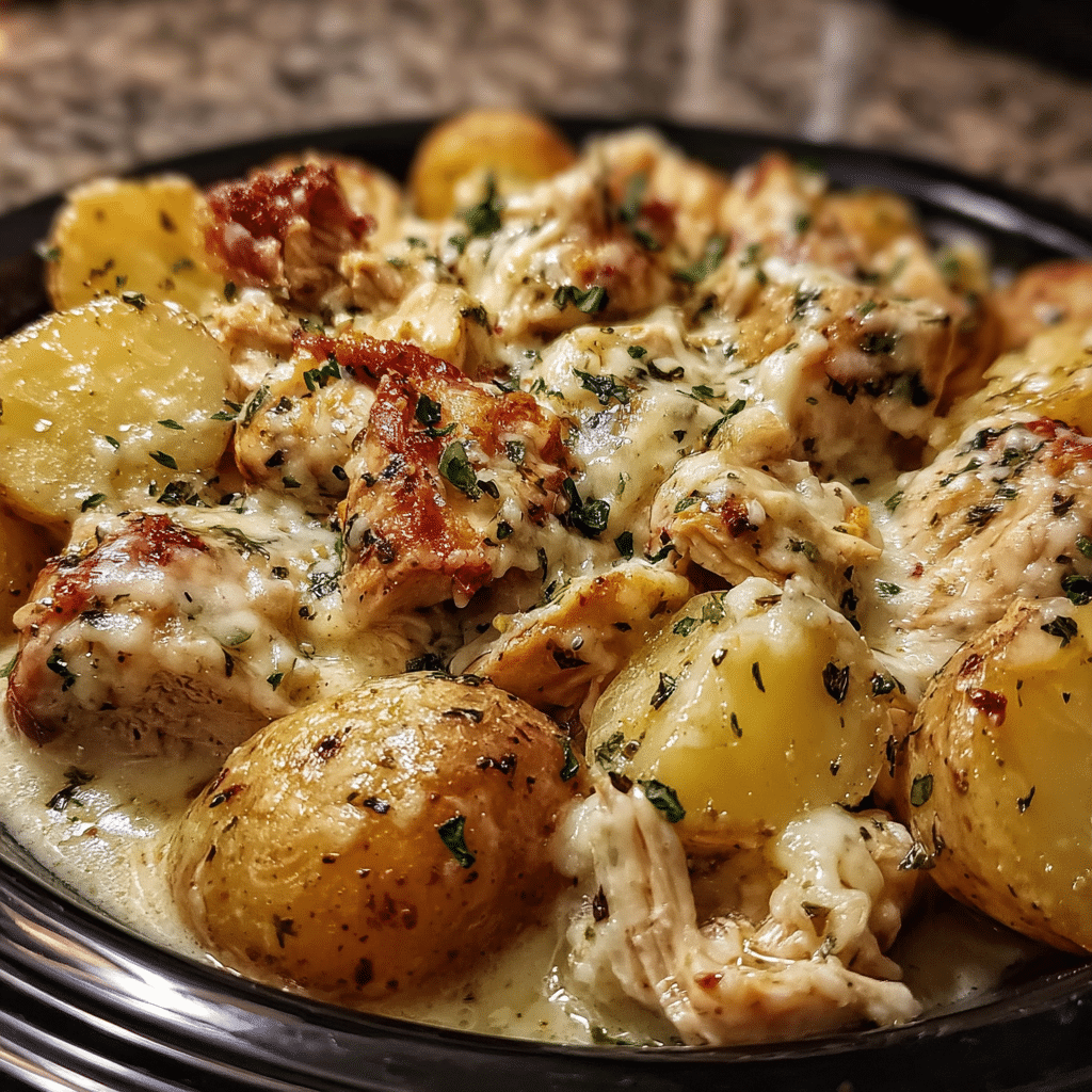 Garlic Parmesan Crockpot Chicken and Potatoes