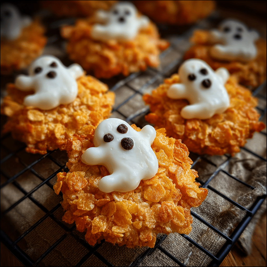 Halloween Ghost Cornflake & Peanut Butter Cookies