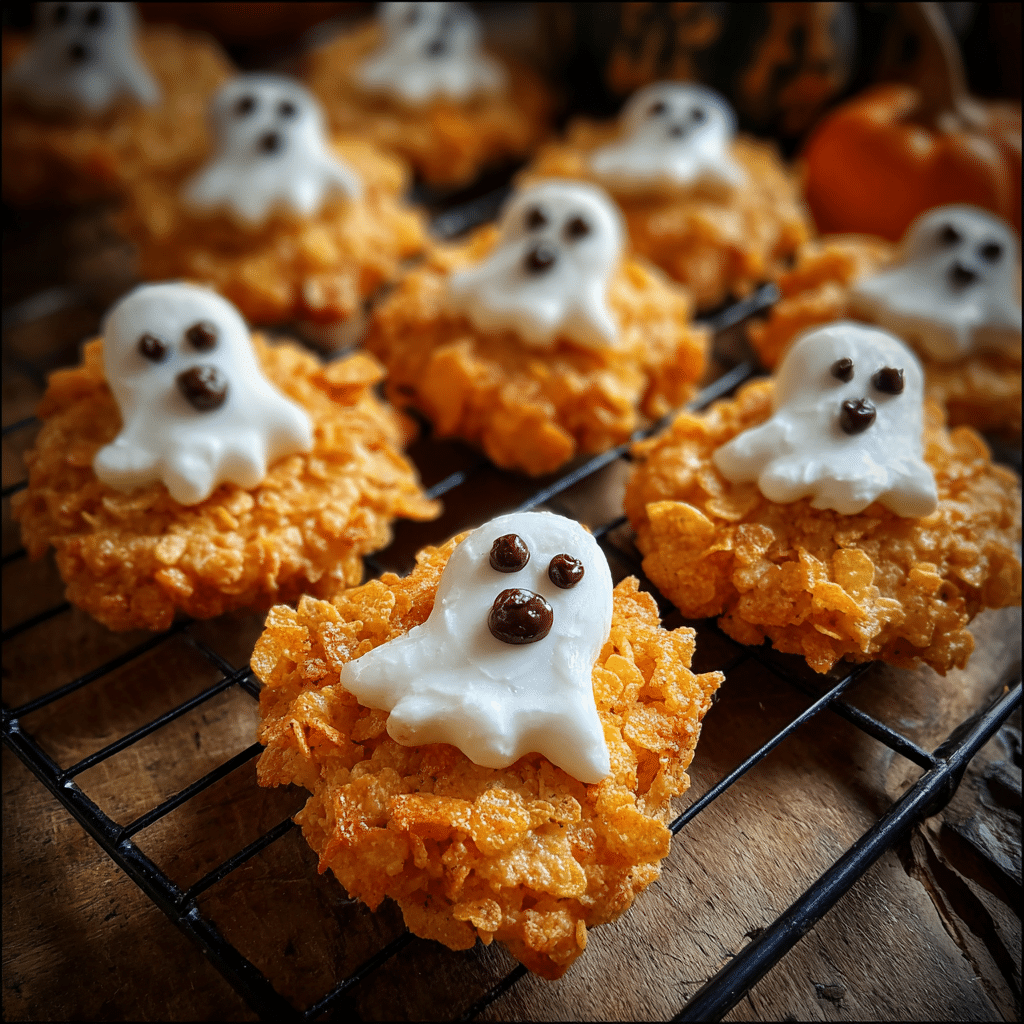 Halloween Ghost Cornflake & Peanut Butter Cookies