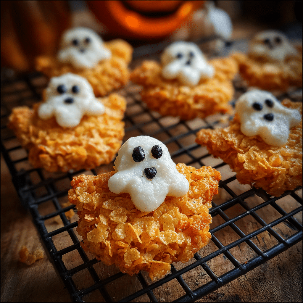 Halloween Ghost Cornflake & Peanut Butter Cookies