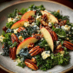 Kale Salad With Apple, Blue Cheese & Maple Pecans