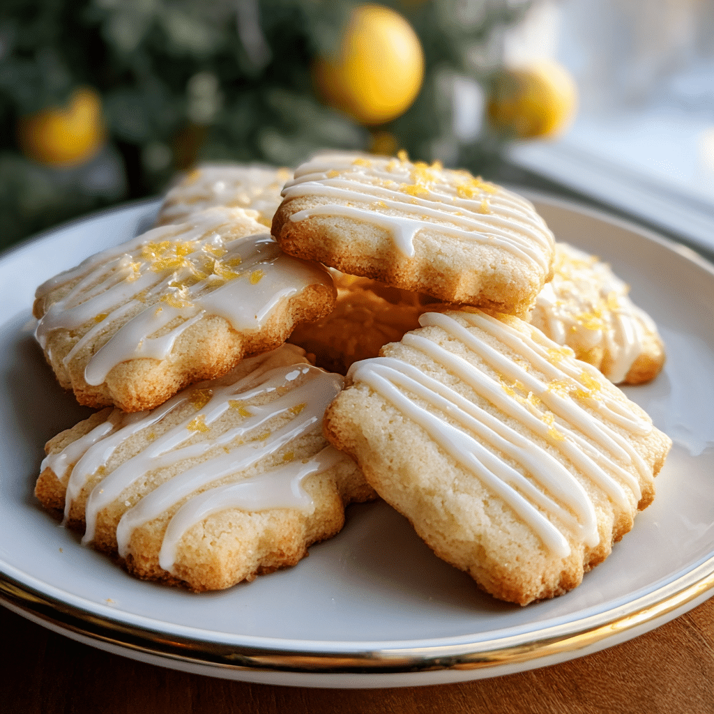 Lemon Glazed Shortbread Cookies