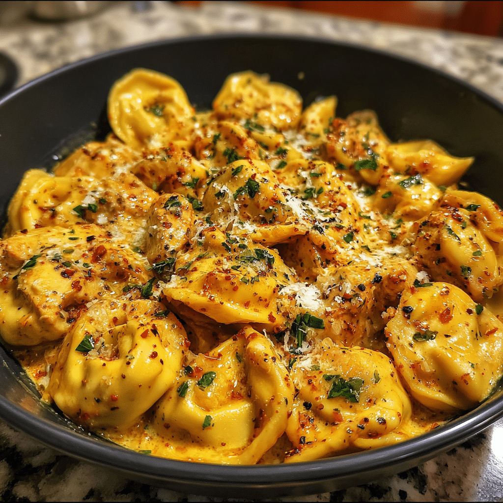 One-Pot Spicy Garlic Butter Chicken Tortellini