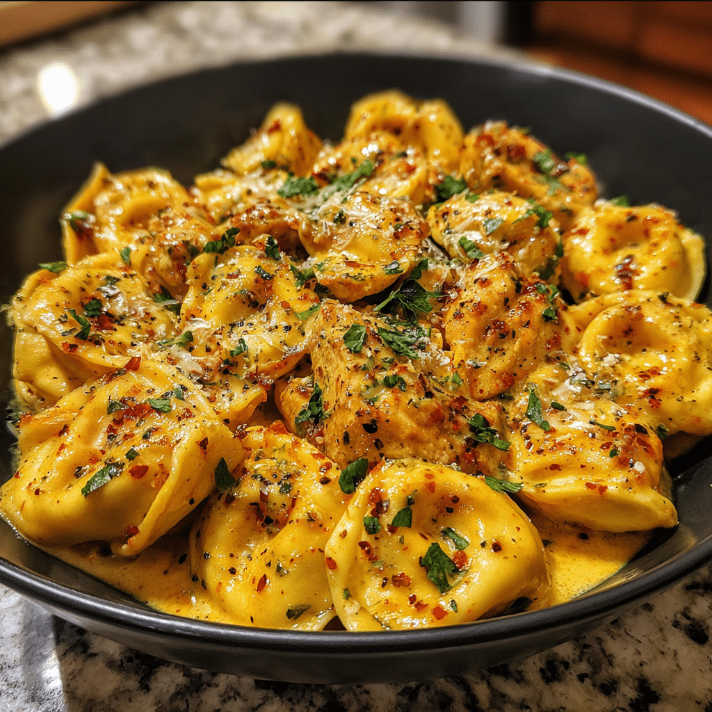 One-Pot Spicy Garlic Butter Chicken Tortellini