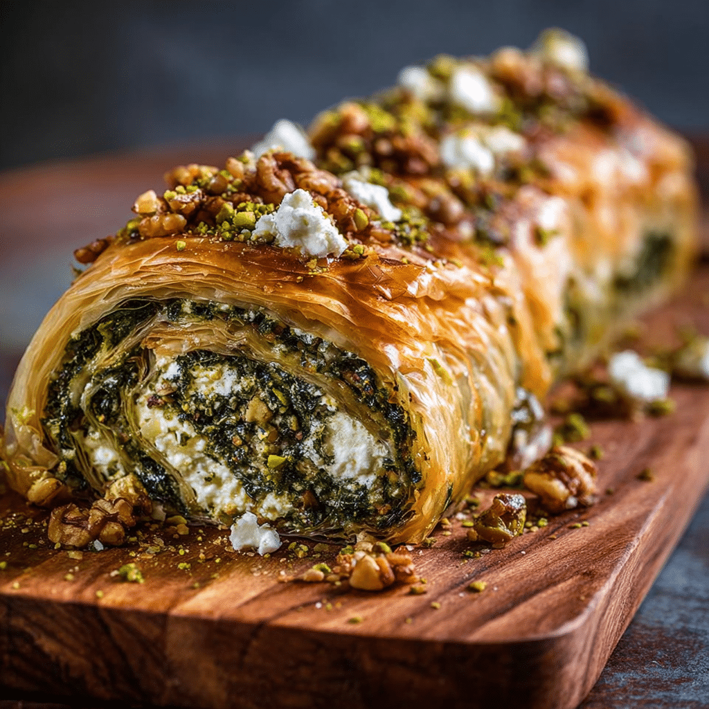 Pistachio-Feta Spanakopita Roulade