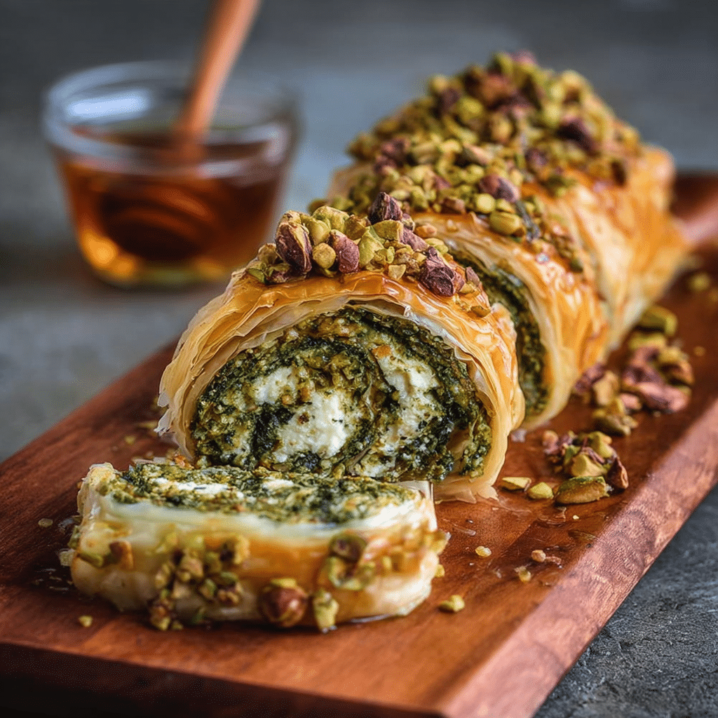 Pistachio-Feta Spanakopita Roulade
