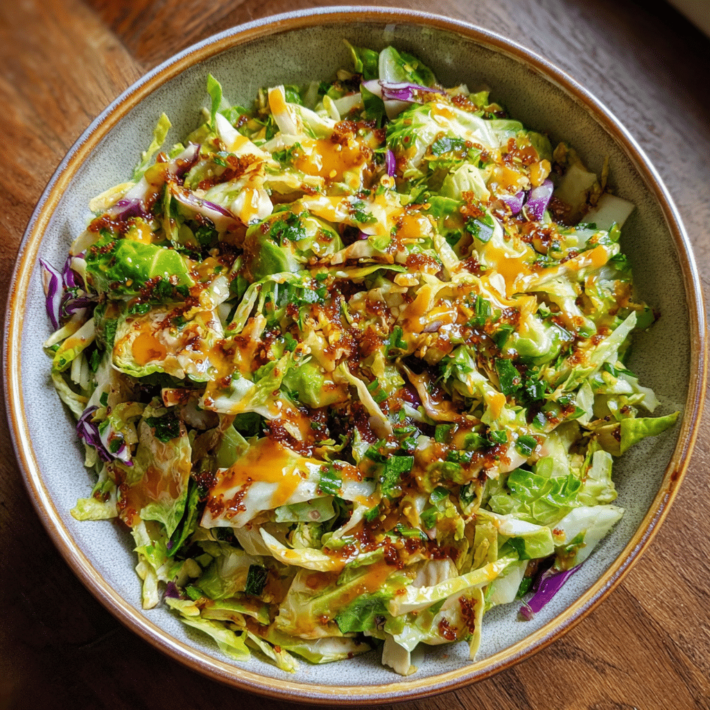 Shaved Brussels Sprout Salad with Hot Honey Vinaigrette