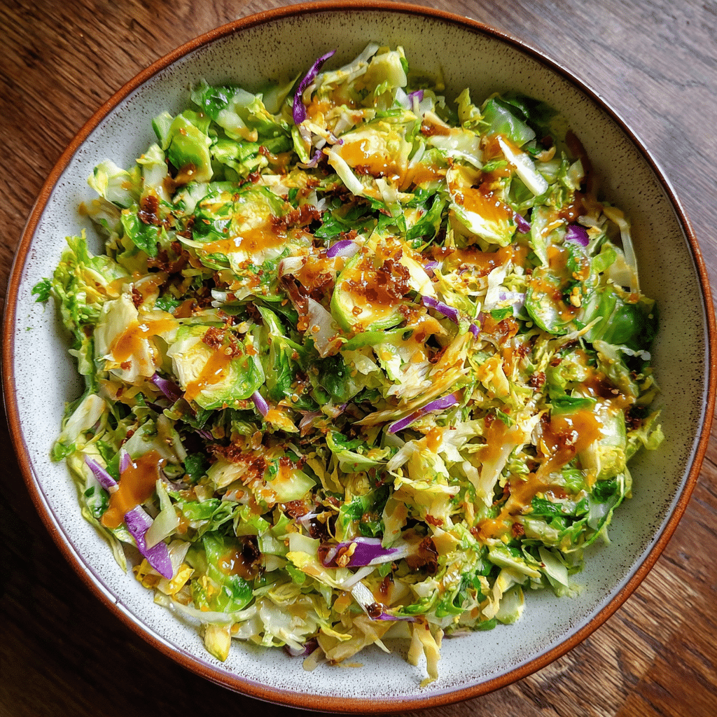 Shaved Brussels Sprout Salad with Hot Honey Vinaigrette