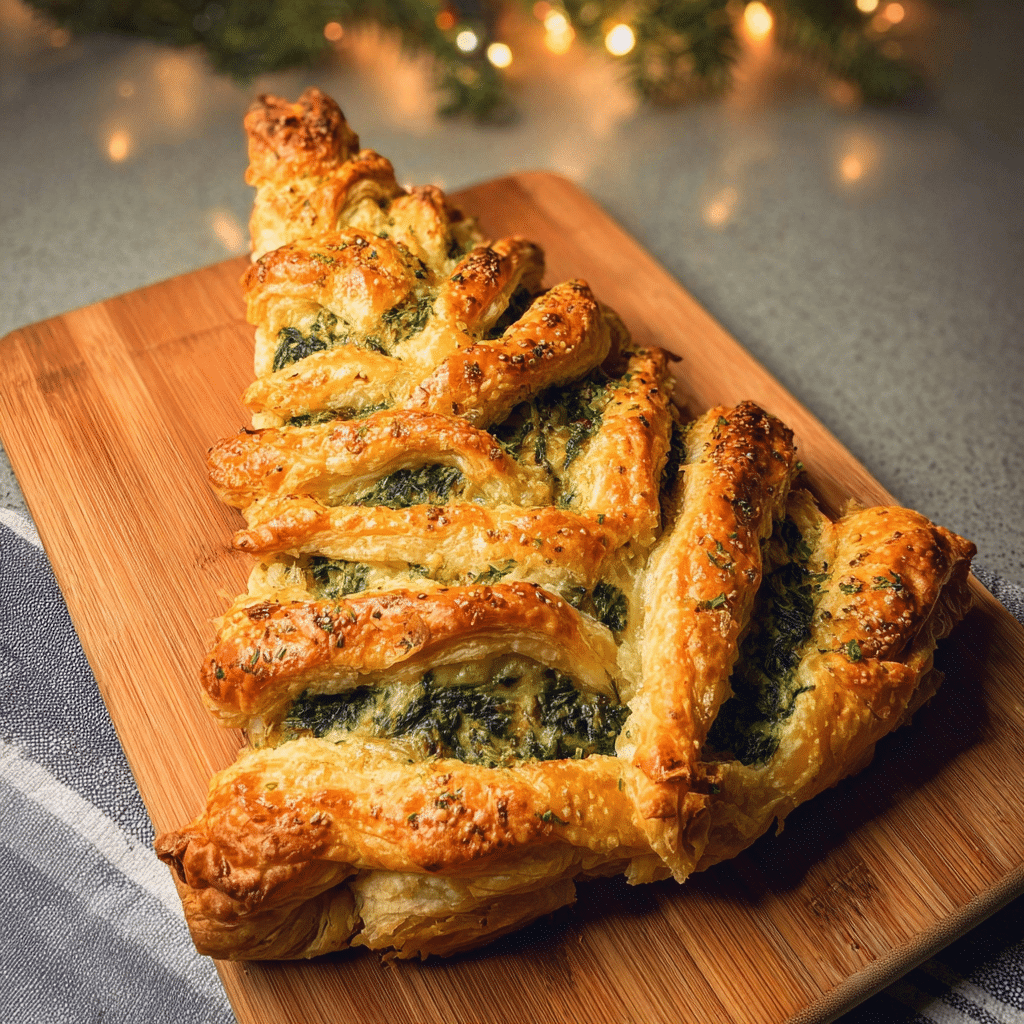 spinach puff pastry christmas tree