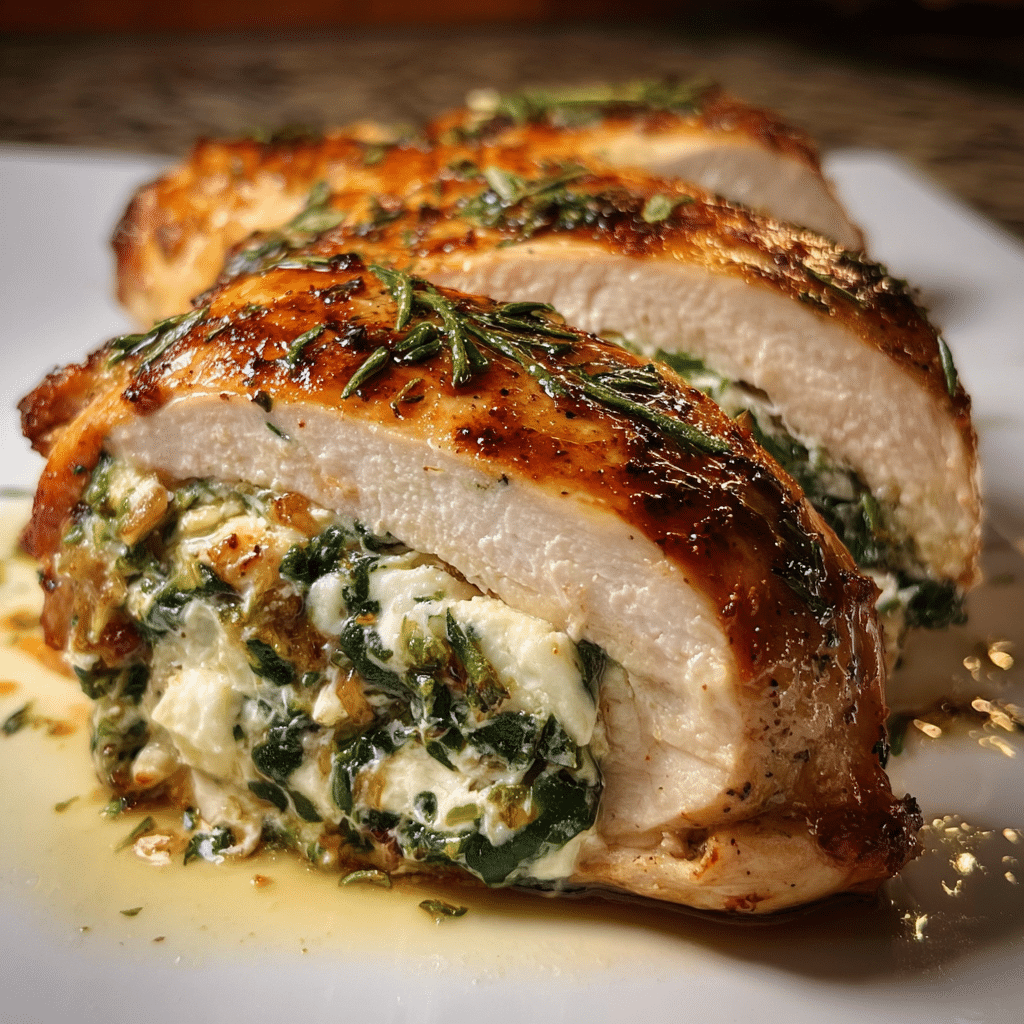 Stuffed Chicken Tenderloin with Goat Cheese, Spinach and Fresh Sage