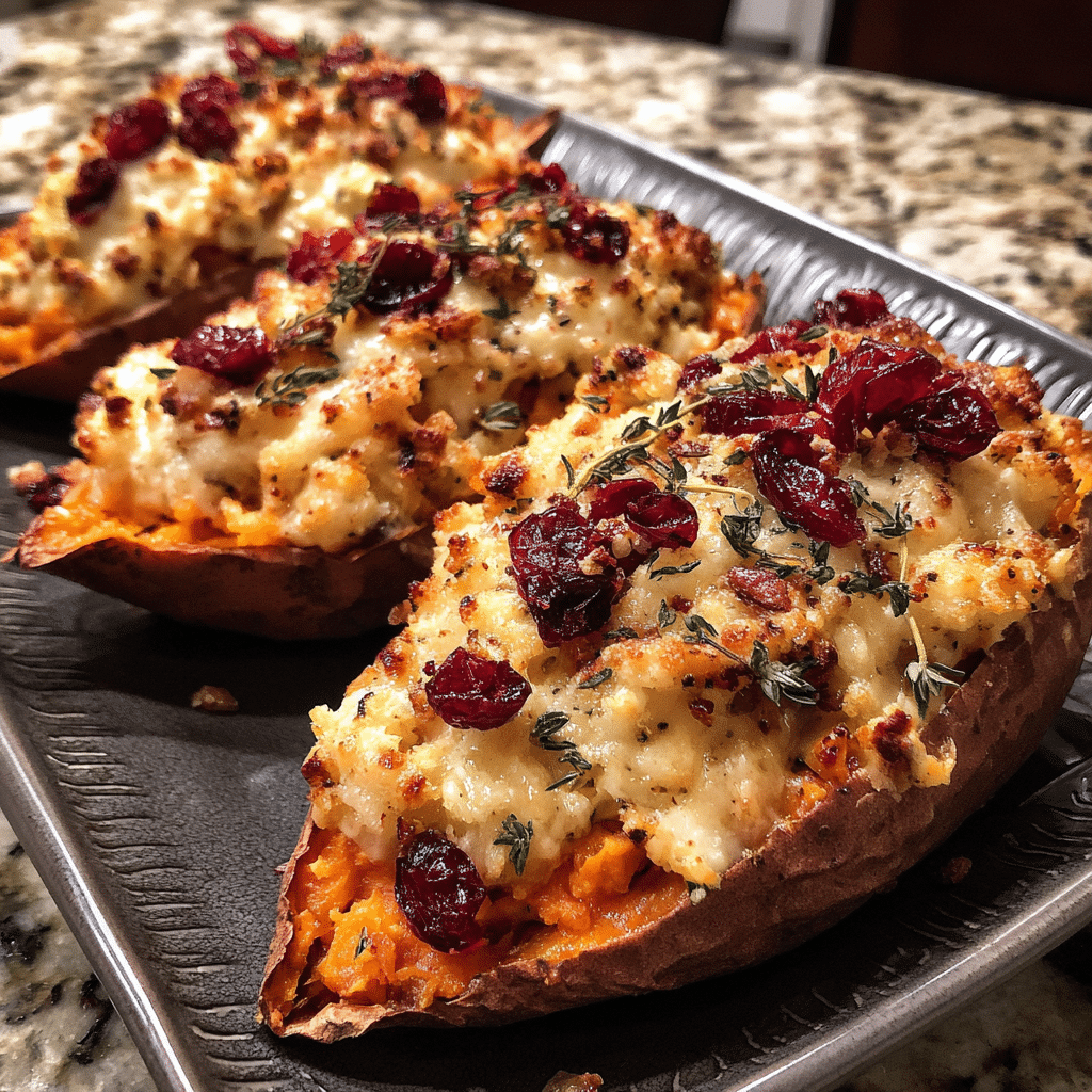 Cranberry Apple Twice-Baked Sweet Potatoes