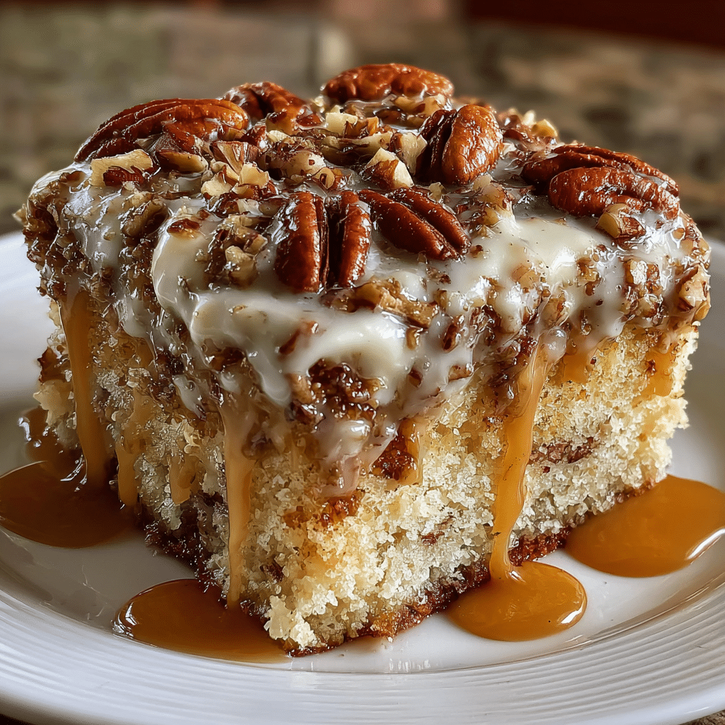 Butter Pecan Praline Poke Cake