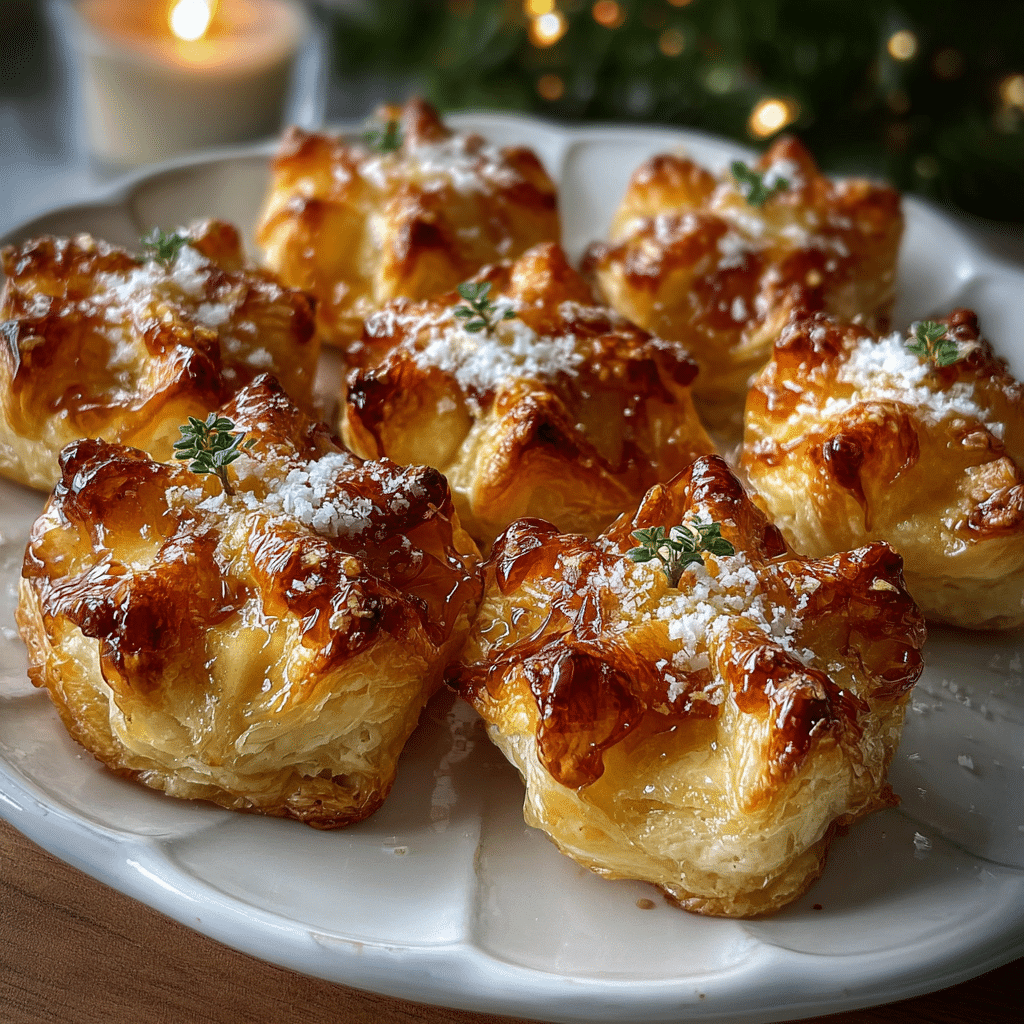 Caramelized Pear and Brie Snowflake Puffs