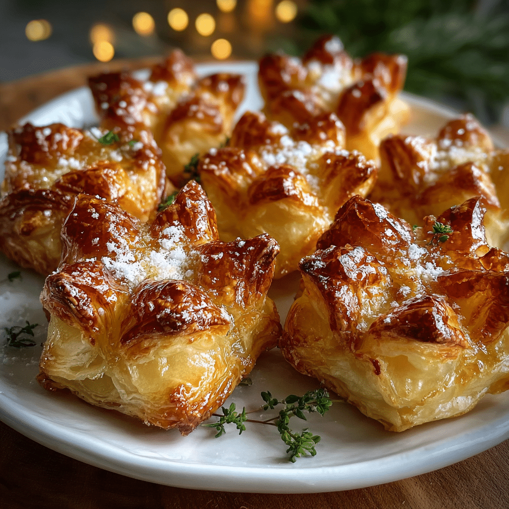 Caramelized Pear and Brie Snowflake Puffs