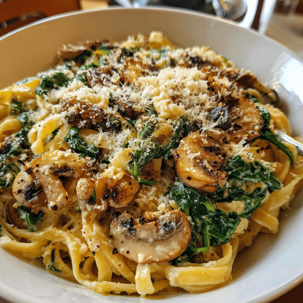 Parmesan Spinach Mushroom Pasta