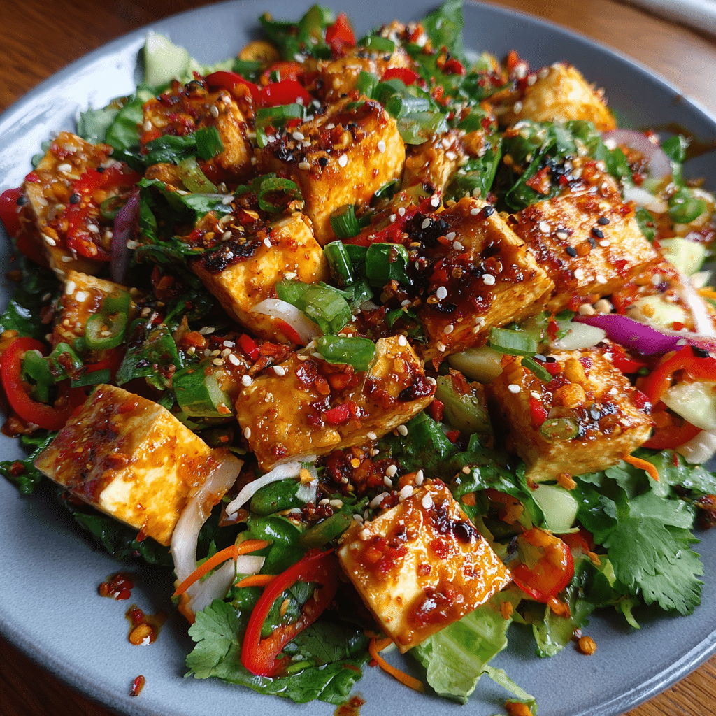 Spicy Tofu Salad (14g Protein)