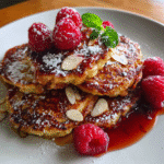 Best Raspberry Almond Cottage Cheese Pancakes in 15 Mins!