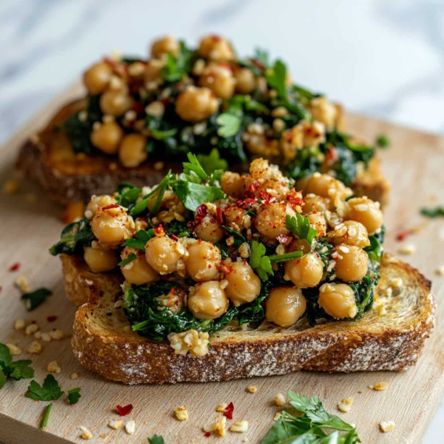 Smashed Chickpea & Spinach Toast