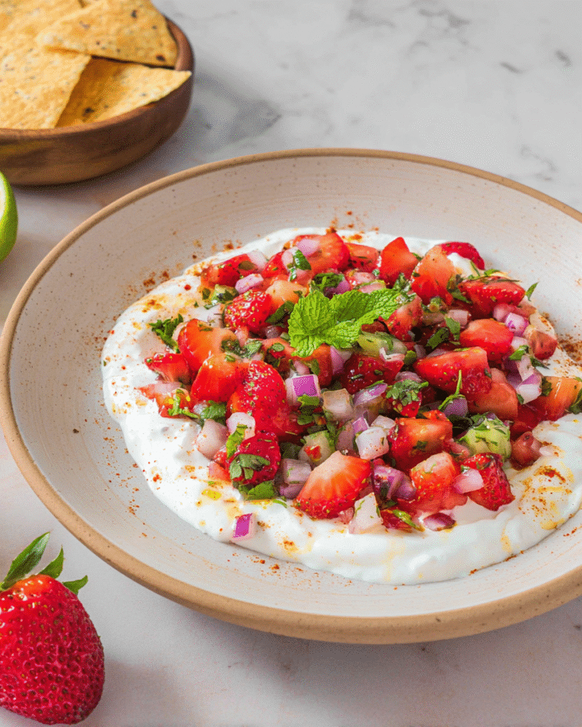 How Strawberry Pico de Gallo Makes Greek Yogurt Dip Pop