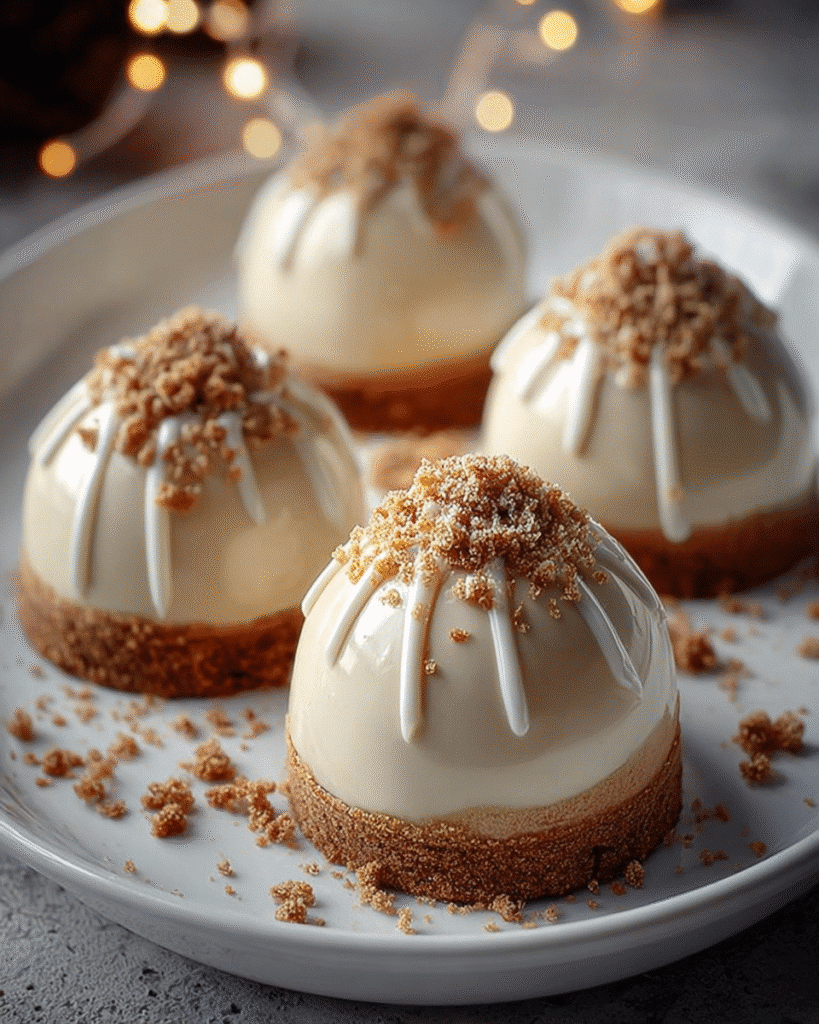 Gingerbread Latte Mousse Domes: Festive Dessert Magic!