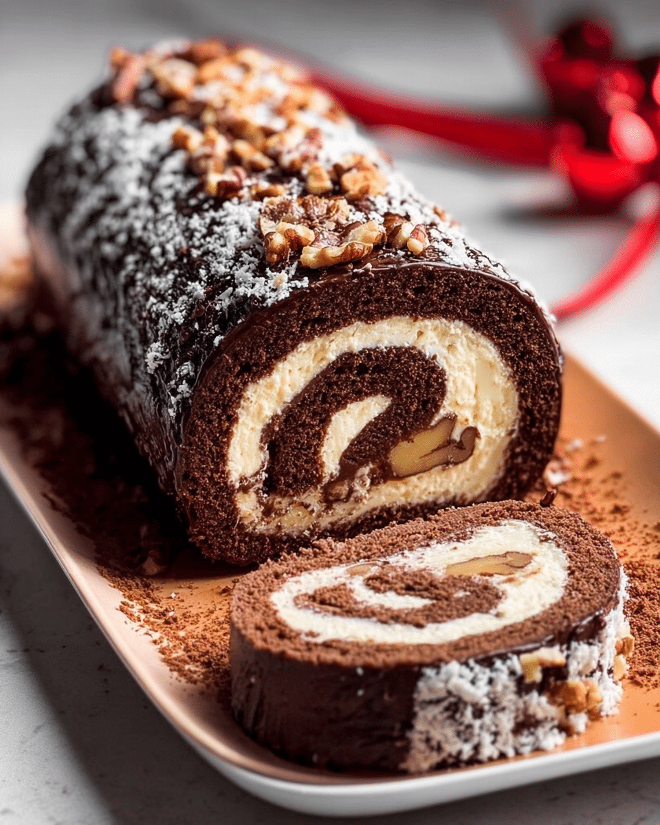 Chocolate Bourbon Pecan Swiss Roll: A Sweet Slice of Heaven
