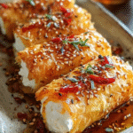Oven Fried Feta Rolls: Spicy Sweet Snack Magic!
