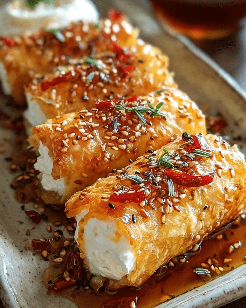Oven Fried Feta Rolls: Spicy Sweet Snack Magic!