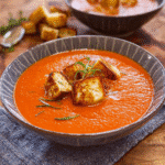Tomato Soup with Grilled Cheese Croutons: Comfort Food Heaven!