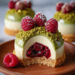 Pistachio Cheesecake Domes: Raspberry Dessert Magic Revealed!