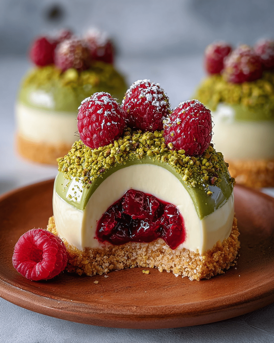 Pistachio Cheesecake Domes: Raspberry Dessert Magic Revealed!