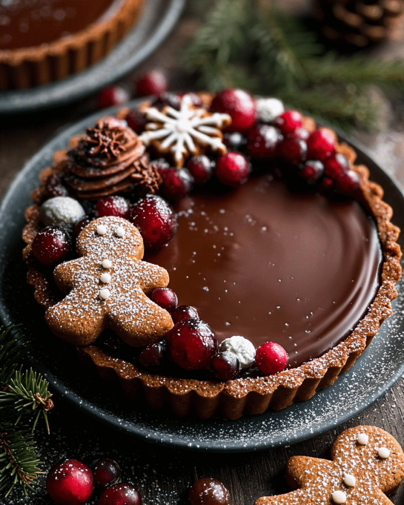 Gingerbread Cookie Chocolate Tart: Festive Dessert Magic!
