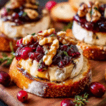 Warm Brie & Cranberry Crostini: A Honey-Drizzled Delight!
