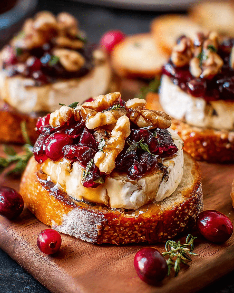Warm Brie & Cranberry Crostini: A Honey-Drizzled Delight!