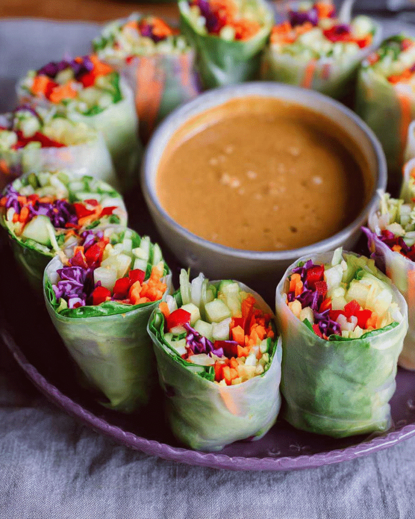 Vegan Spring Rolls: Crispy Fresh Delight with Peanut Sauce