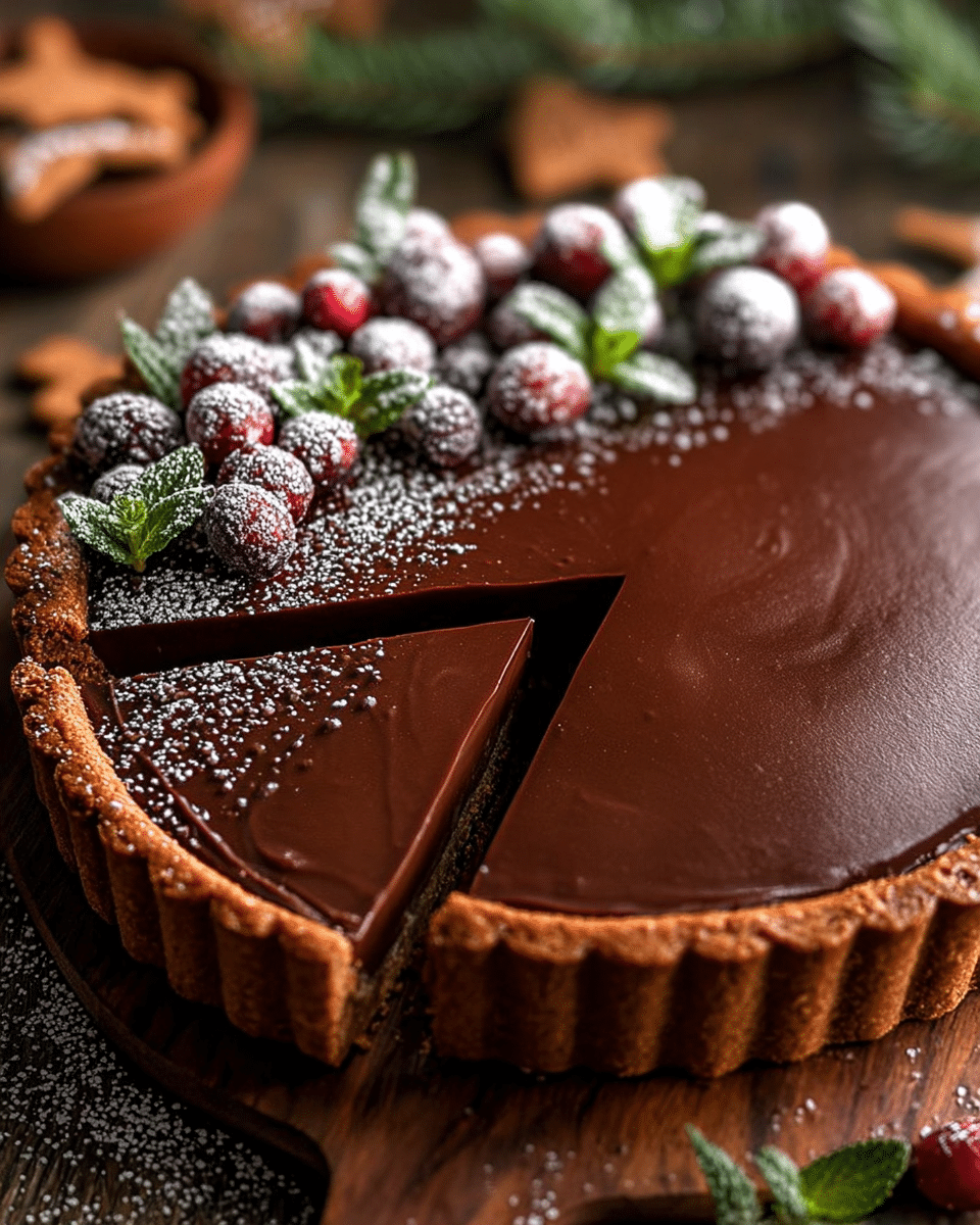 Gingerbread Cookie Chocolate Tart: Festive Dessert Magic!