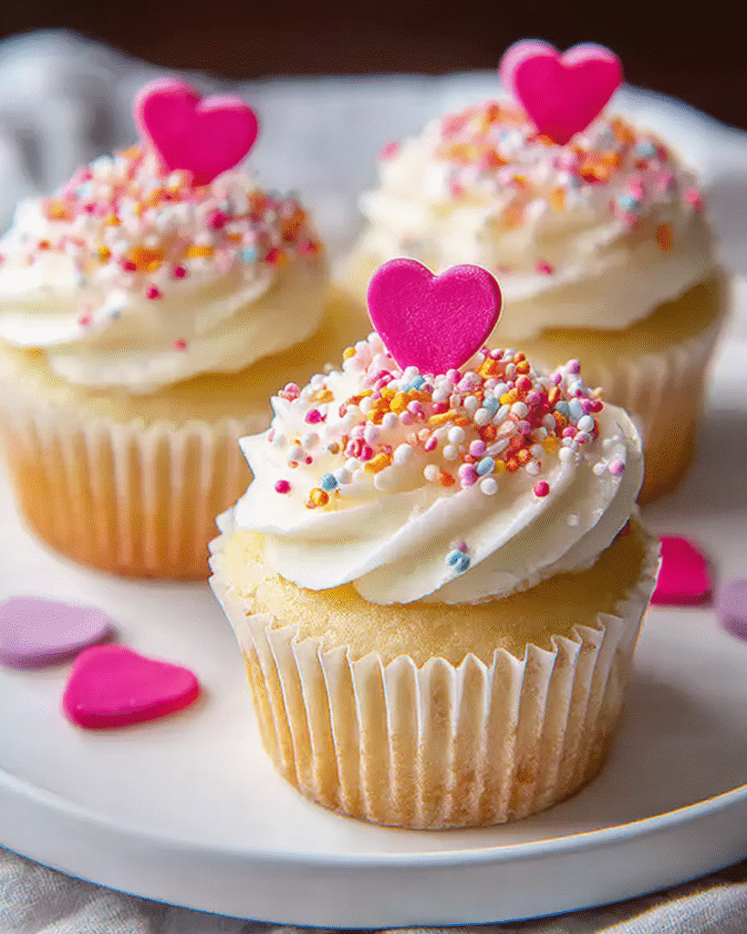 Heart Sprinkle Vanilla Cupcakes: Best Fluffy Treats Ever!