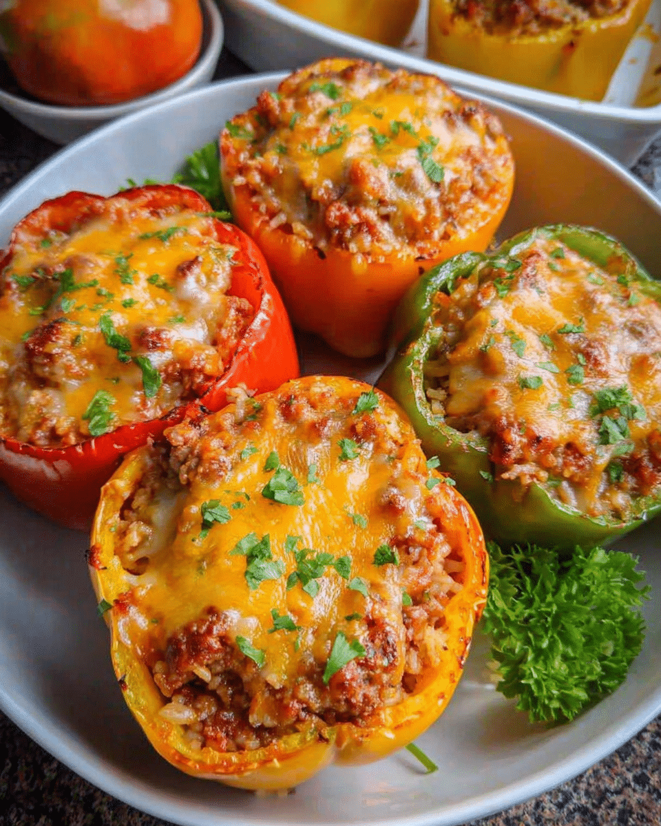 Stuffed Bell Peppers: Hearty Ground Beef Dinner Magic!